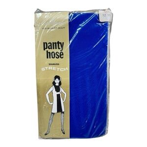 Vtg 60’s/70’s Spellbound Seamless Stretch Textured Pantyhose Royal Blue Petite